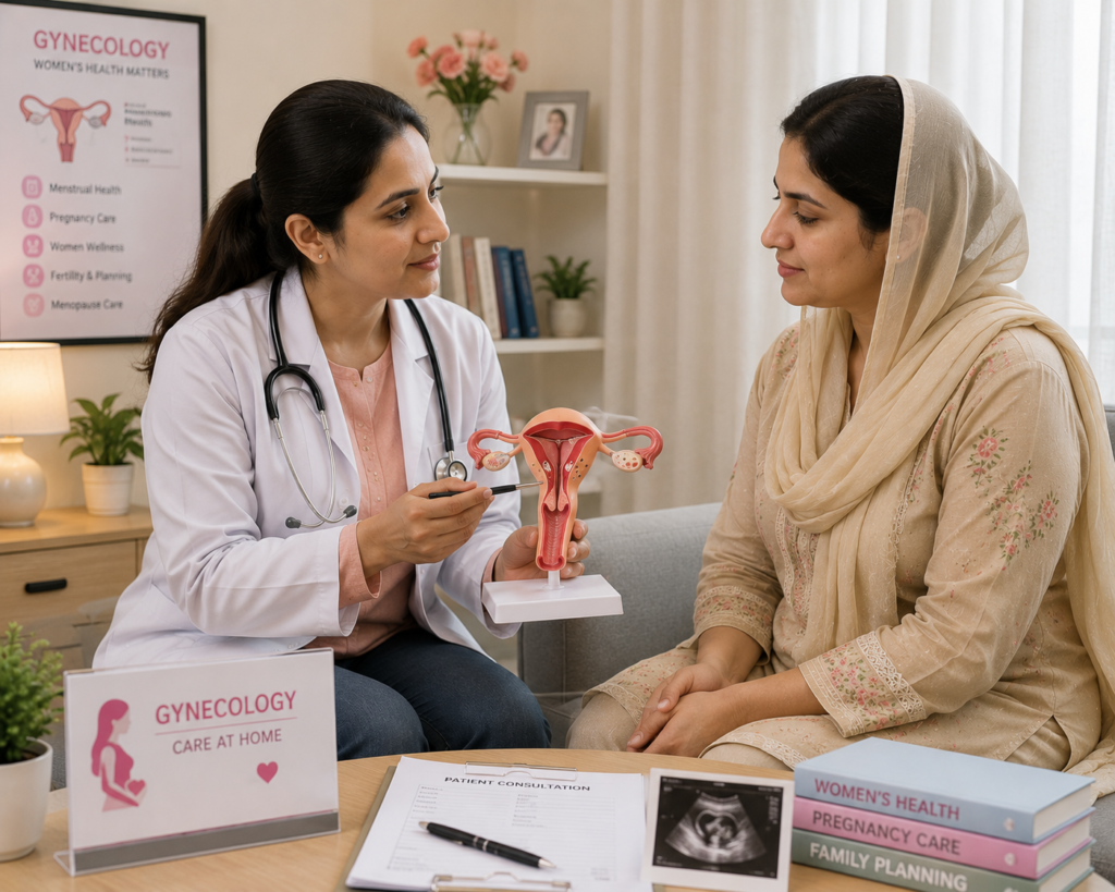 female gynecologist consultation at home